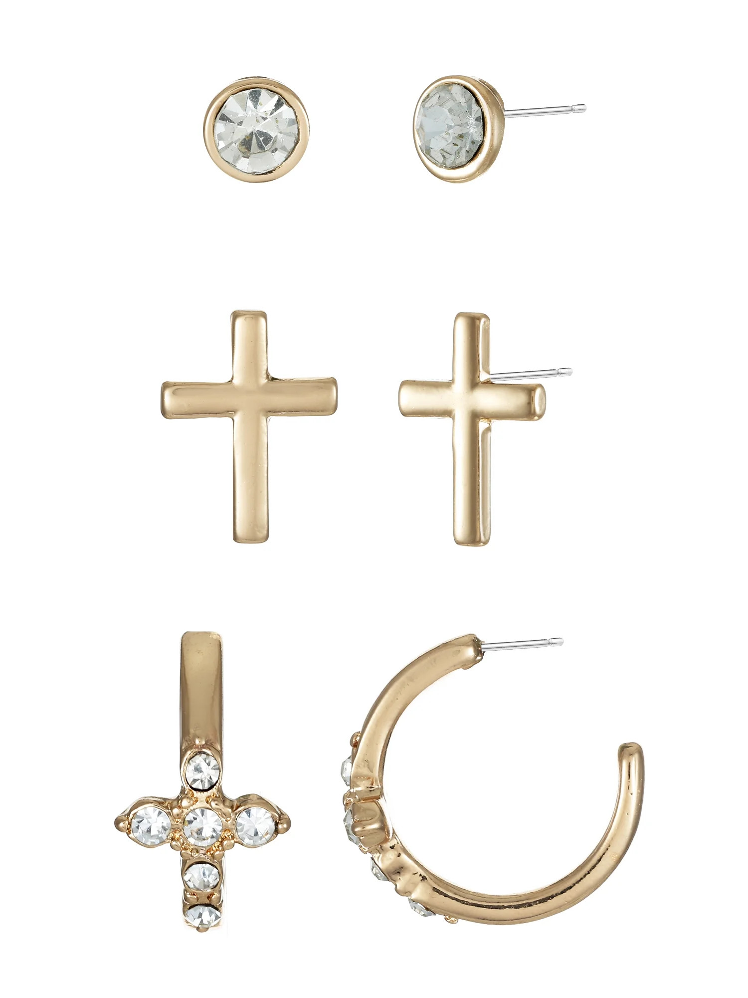 Way to Celebrate Easter Gold Cross Earring Set, 3 Pairs | Walmart (US)