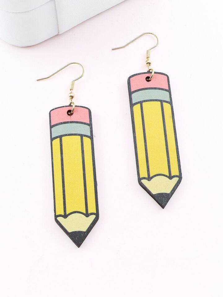 1pair Creative Pencil Design Drop Earrings For Women For Teacher's Day | SHEIN