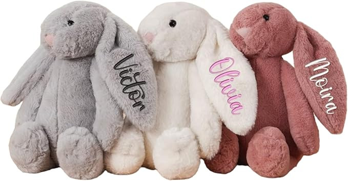 Personalized Easter Bunny Rabbit, Custom Name Monogrammed Embroidered Bunny, Fluffy Rabbit with L... | Amazon (US)
