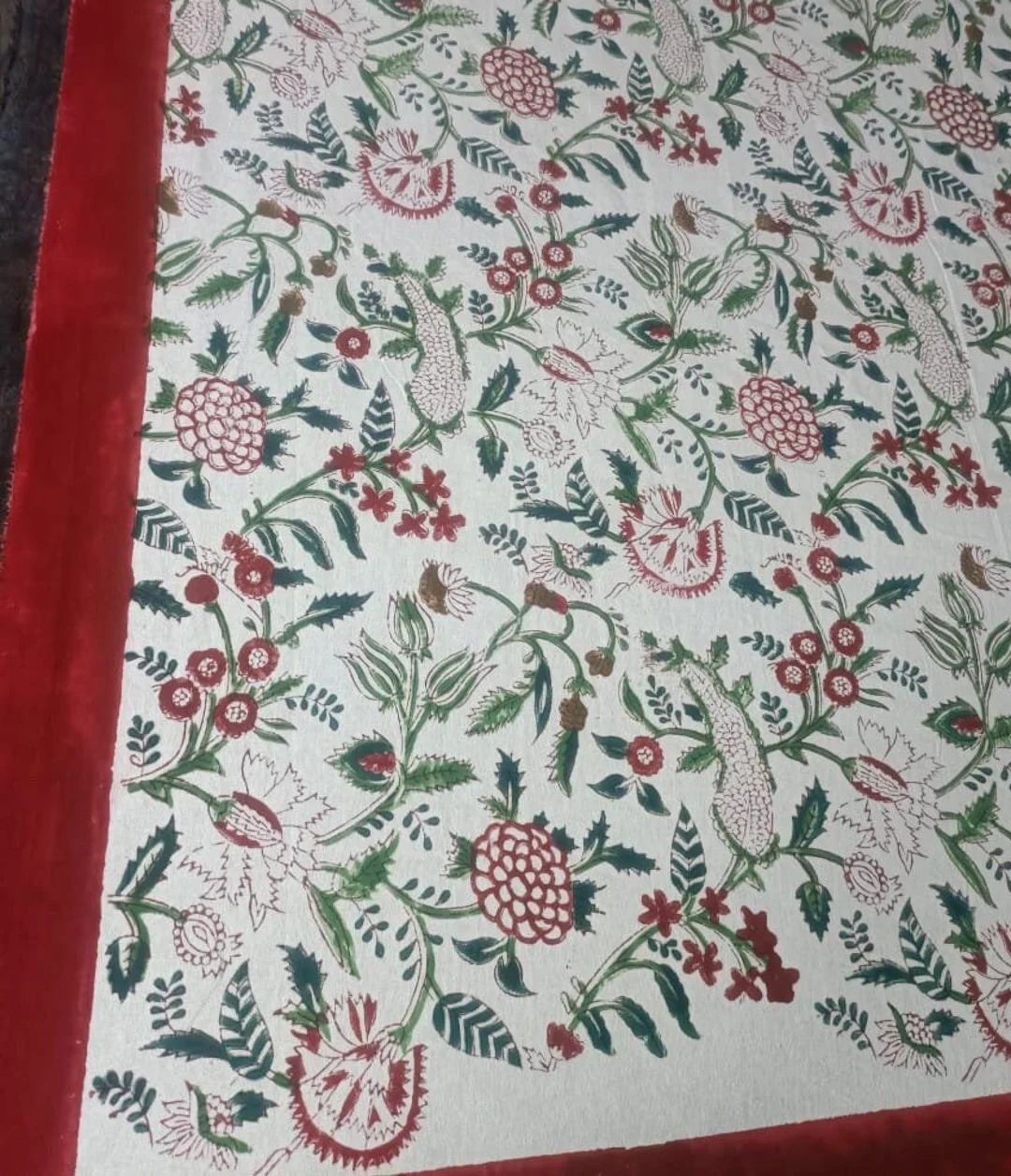 Indian Block Print tablecloth, Red Green Table Cloth, Outdoor Rectangle Table Cloth, Christmas de... | Etsy (US)