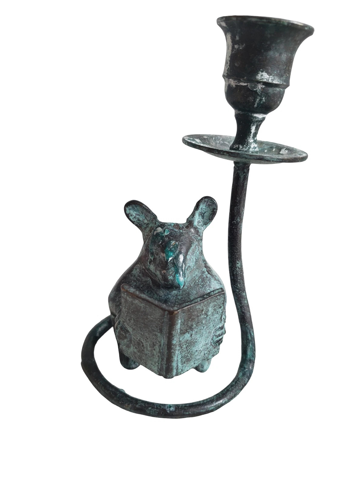 Vtg San Pacific San Francisco Bronze Reading Mouse Candle Holder | eBay US