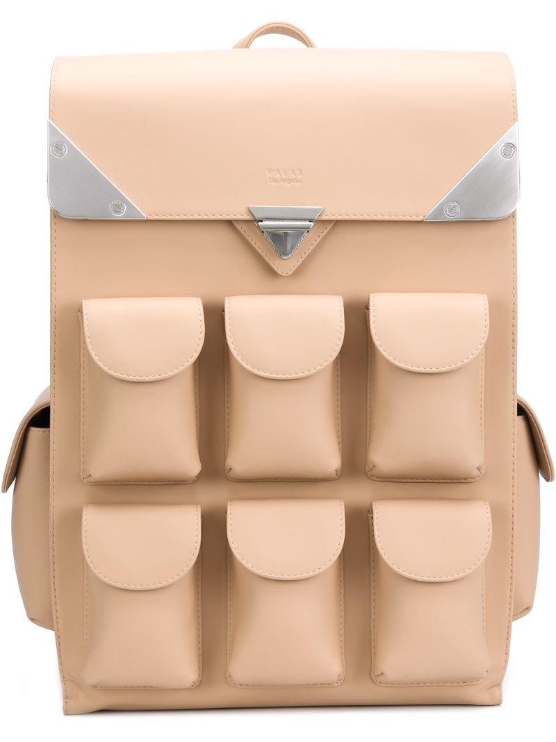 Valas - multiple pockets backpack - unisex - Leather - One Size, Nude/Neutrals, Leather | FarFetch US