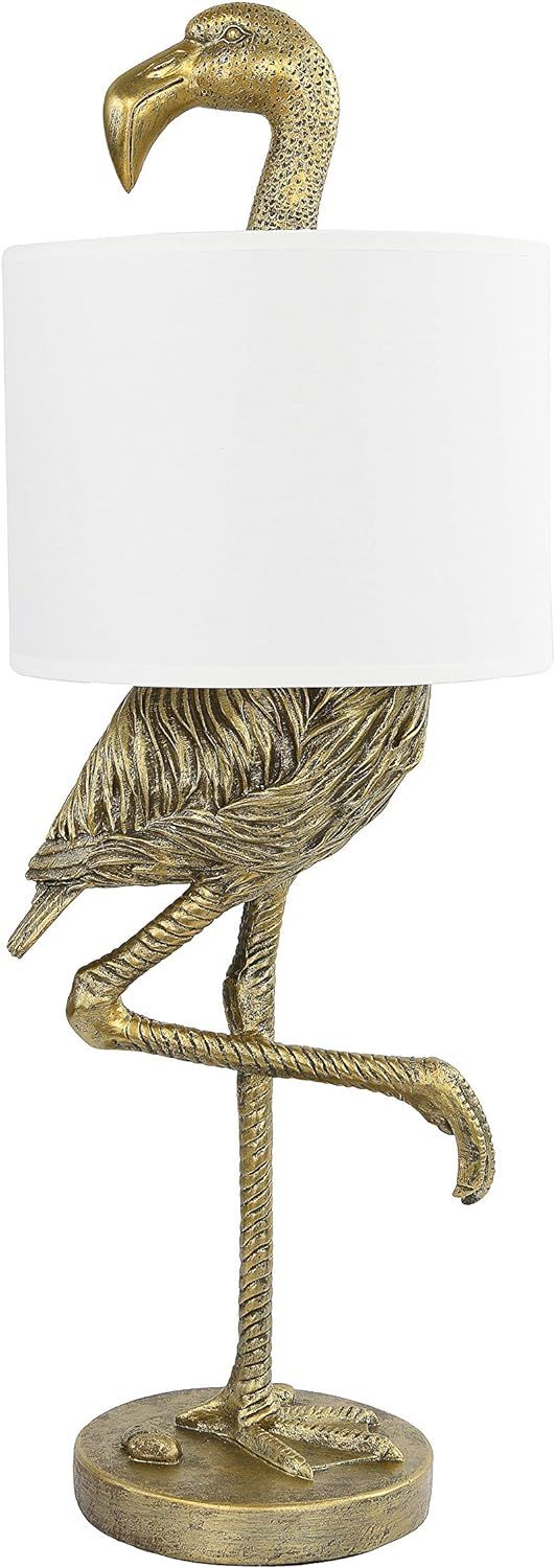 Creative Co-Op Resin Flamingo Table Lamp with Linen Shade, Gold Finish, 32" | Amazon (US)