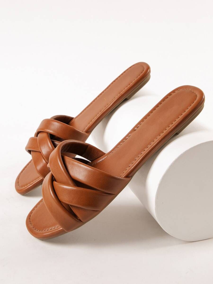 Faux Leather Crisscross Strap Sandals | SHEIN