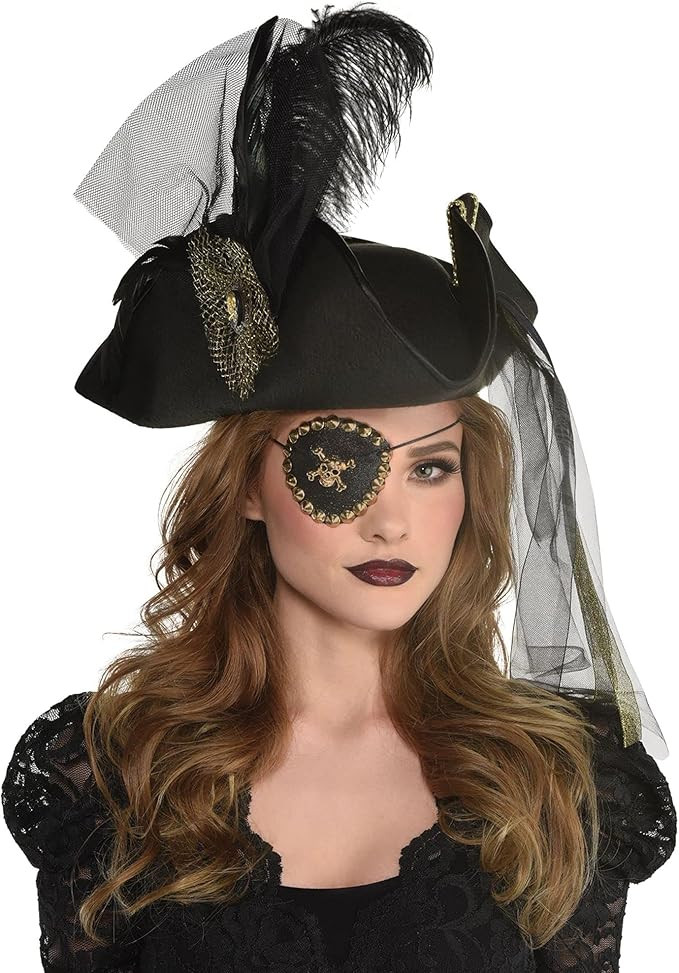 Black & Gold Skull Pirate Eye Patch - 1 Pc. | Adjustable Fit & Ultimate Party Accessory | Perfect... | Amazon (US)