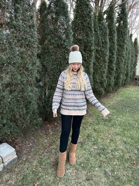 Cozy oversized sweater outfit 🌨️ J Crew men’s sweater with  boots! 

#LTKSeasonal #LTKunder100 #LTKfit