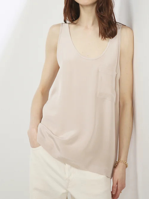 Raey - Oversized Woven-silk Tank Top - Womens - Light Pink | Matches (US)