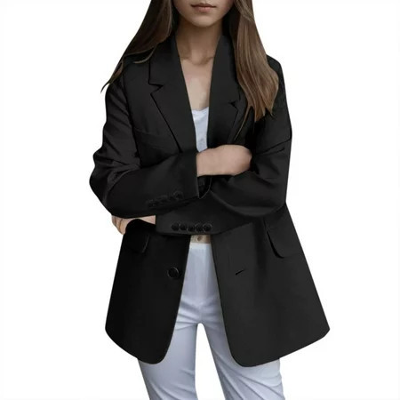 njshnmn Women s Casual Blazers Casual Work Office Jacket Womens Blazers for Work Professional Plus Size Black XXL | Walmart (US)