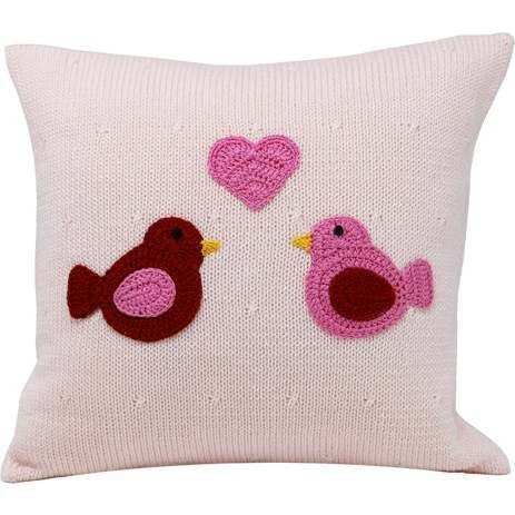 Love Birds Pillow, Pink | Maisonette