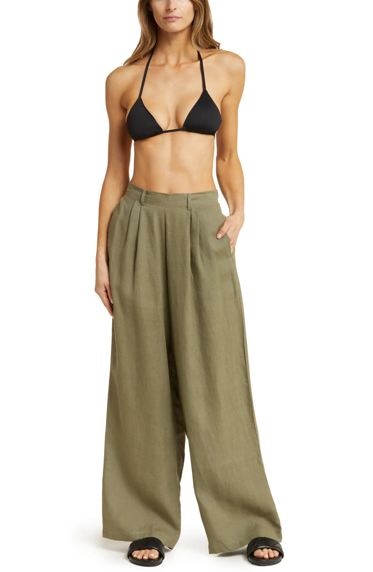 The Getaway High Waist Wide Leg Linen Cover-up Pants | Nordstrom