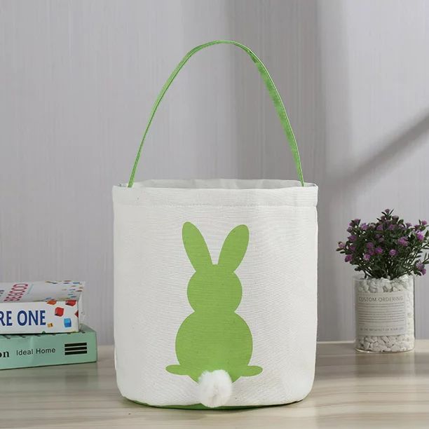 Gobestart Easter Egg Basket Holiday Rabbit Bunny Printed Canvas Gift Carry Eggs Candy Bag | Walmart (US)
