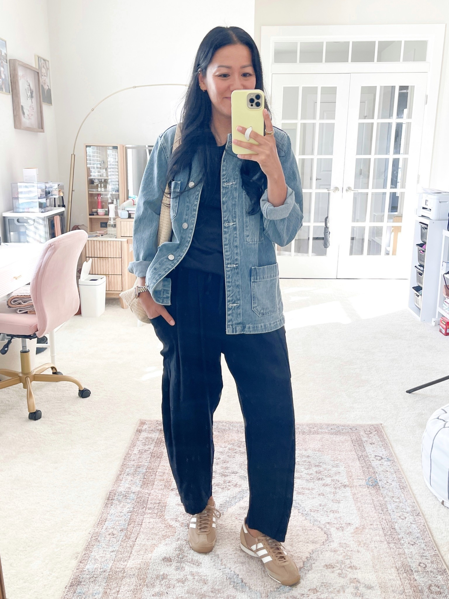 Size small tee
Size XS jacket
Size XS pants
Sized down 1/2 in sneakers


#LTKSaleAlert #LTKOver40