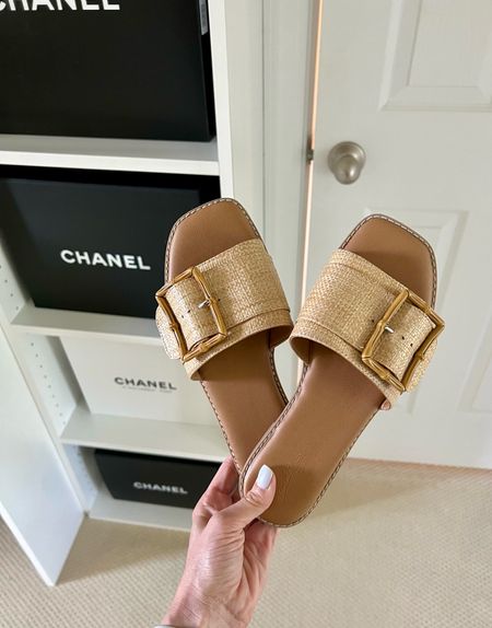 Target sandals that look expensive but only cost $24.99. Very comfortable with memory foam sole + fit tts. I’m usually a 6.5 and that’s what I got. 

#LTKunder50 #LTKshoecrush