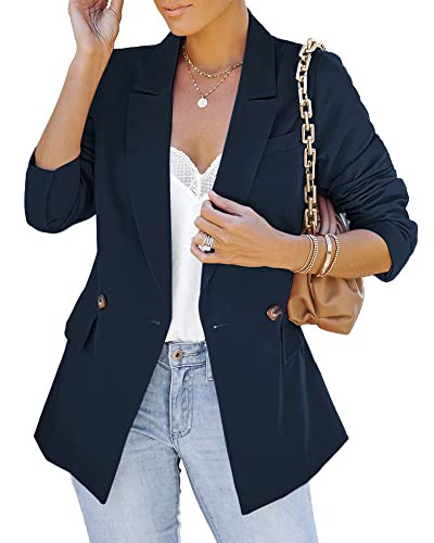 LookbookStore Womens Blazers for Work Casual Blazers for Women Fashion Casual Womens Blazers Womens Jackets Fashion Navy Blue Blazer Size Medium Size 8 Size 10 | Amazon (US)