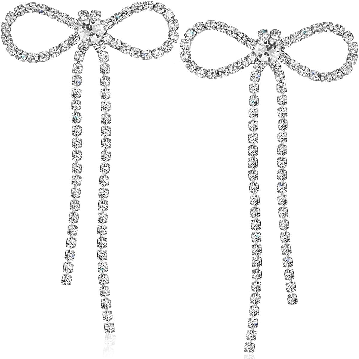 Simulated Diamond Bow Stud Earrings for Women - Small Sparkly CZ Studs | Amazon (US)