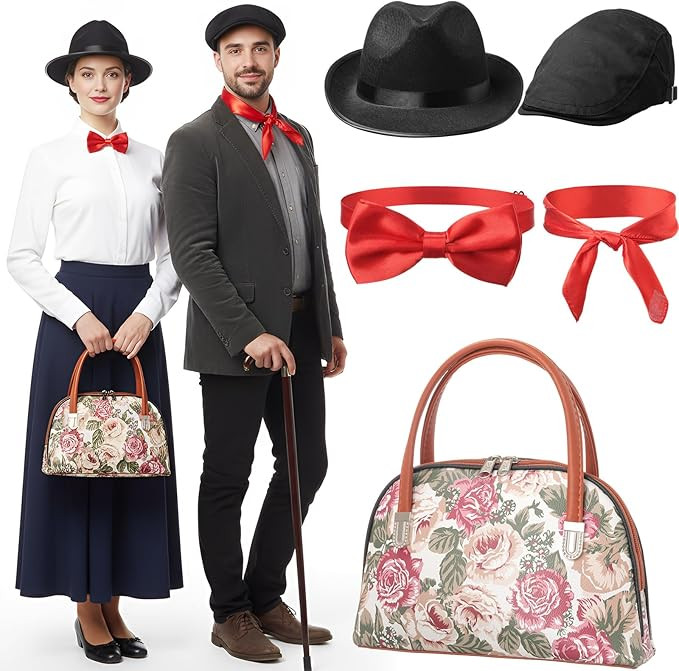 5 Pcs Halloween Couple Costumes Chimney Sweep and Nanny Costume Set Accessories Include Newsboy H... | Amazon (US)