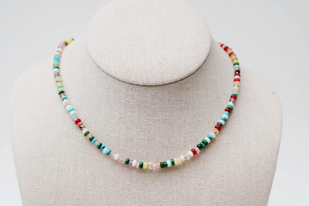 The Minimalist Necklace | Glass Gemstone Necklace | Candy Stone Necklace | Colorful Bead Necklace... | Etsy (US)