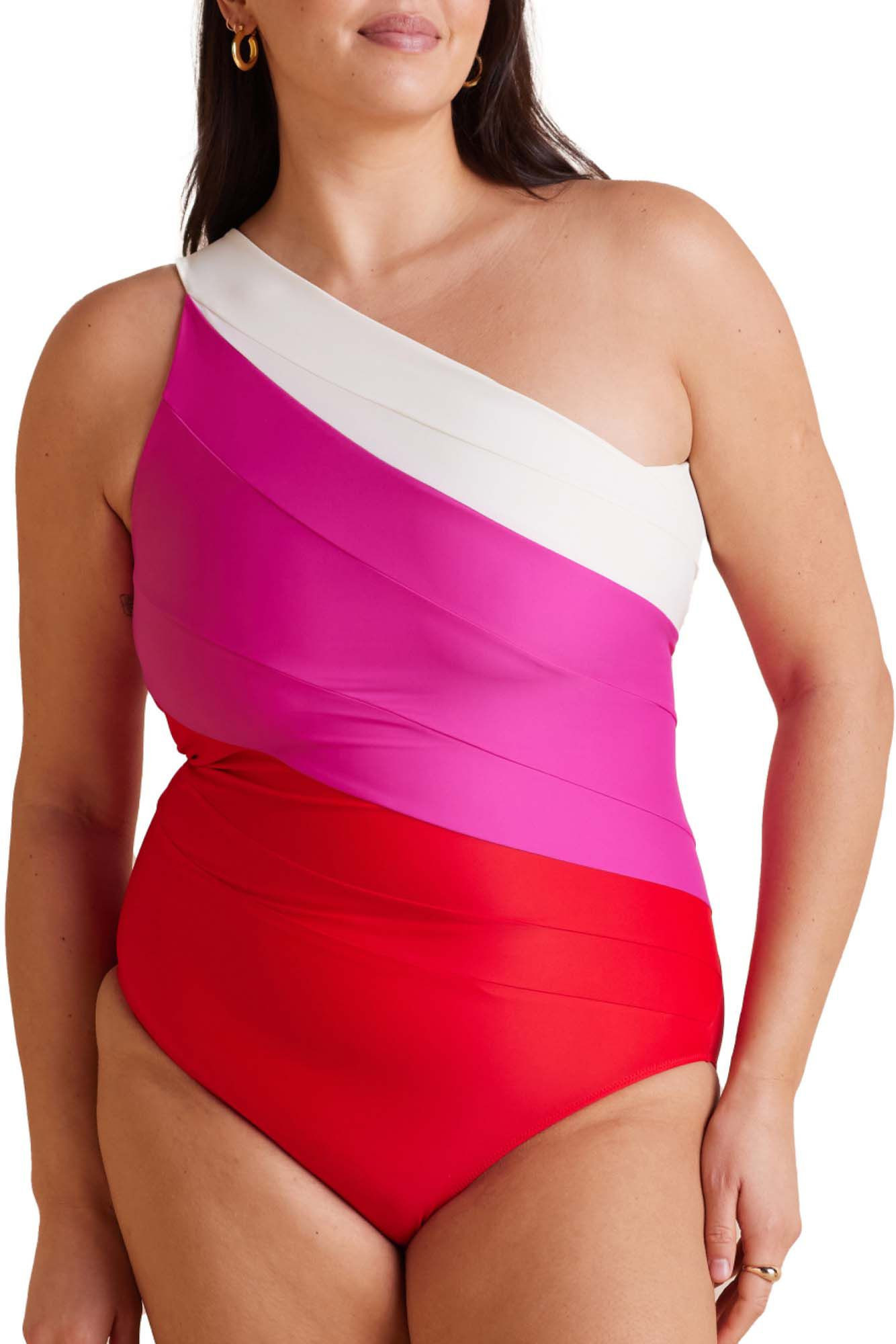 Summersalt Women's The Sidestroke One Piece Swimsuit, Size 16, Lava/Hibiscus/White Sand | DICK'S Sporting Goods