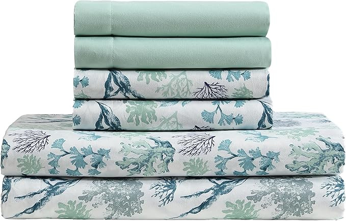 Caribbean Joe 6-Piece Sheet Set with Cooling Pillowcases, 12-inch Deep Pockets, Tropical Beach Co... | Amazon (US)