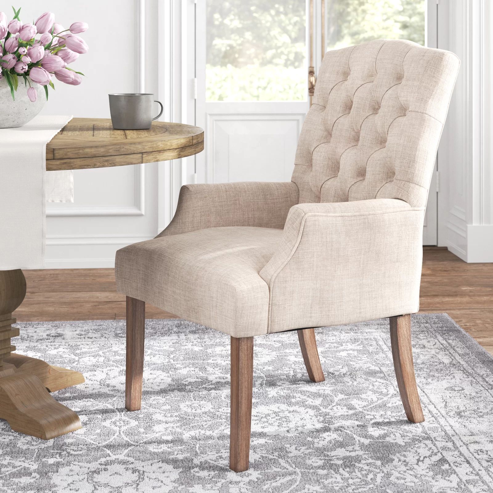 Lila Tufted Linen Upholstered Arm Chair | Wayfair North America