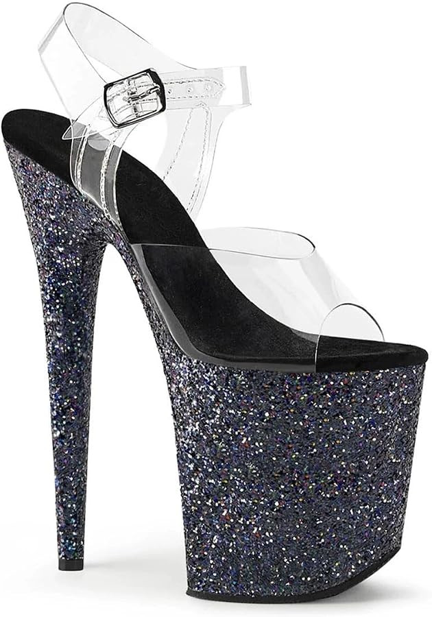denova's Women's Transparent Very High Heel Plus Size Platform Pole Dancing Ankle Strap Stiletto ... | Amazon (CA)