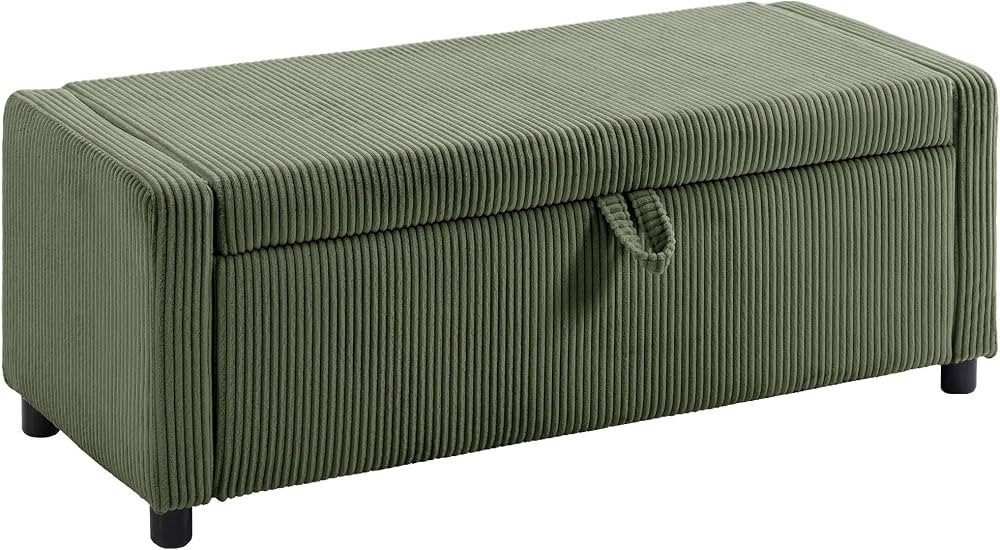 HOMCOM Storage Ottoman, Upholstered Corduroy End of Bed Bench with Thick Padding, Storage Bench f... | Amazon (CA)