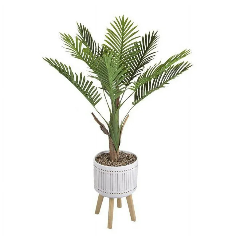 Flora Bunda CS2755-WH 4 ft. Areca Palm Planter on Wood Stand, White | Walmart (US)