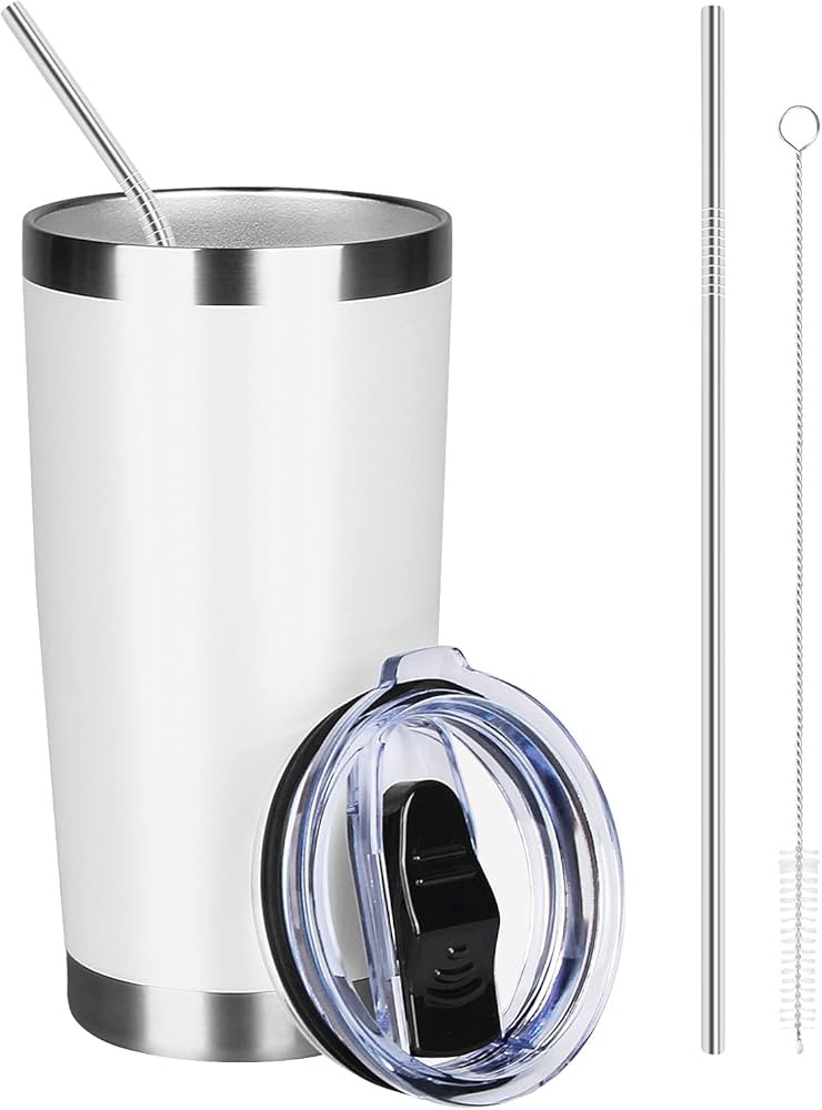 MEZMUT 20oz Insulated Tumblers with Lids and Straws Stainless Steel Coffee Tumbler Cup Double Wal... | Amazon (US)