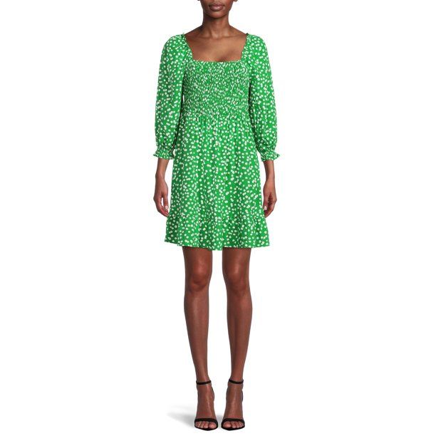 The Get Women's Long Sleeve Square Neck Mini Dress - Walmart.com | Walmart (US)