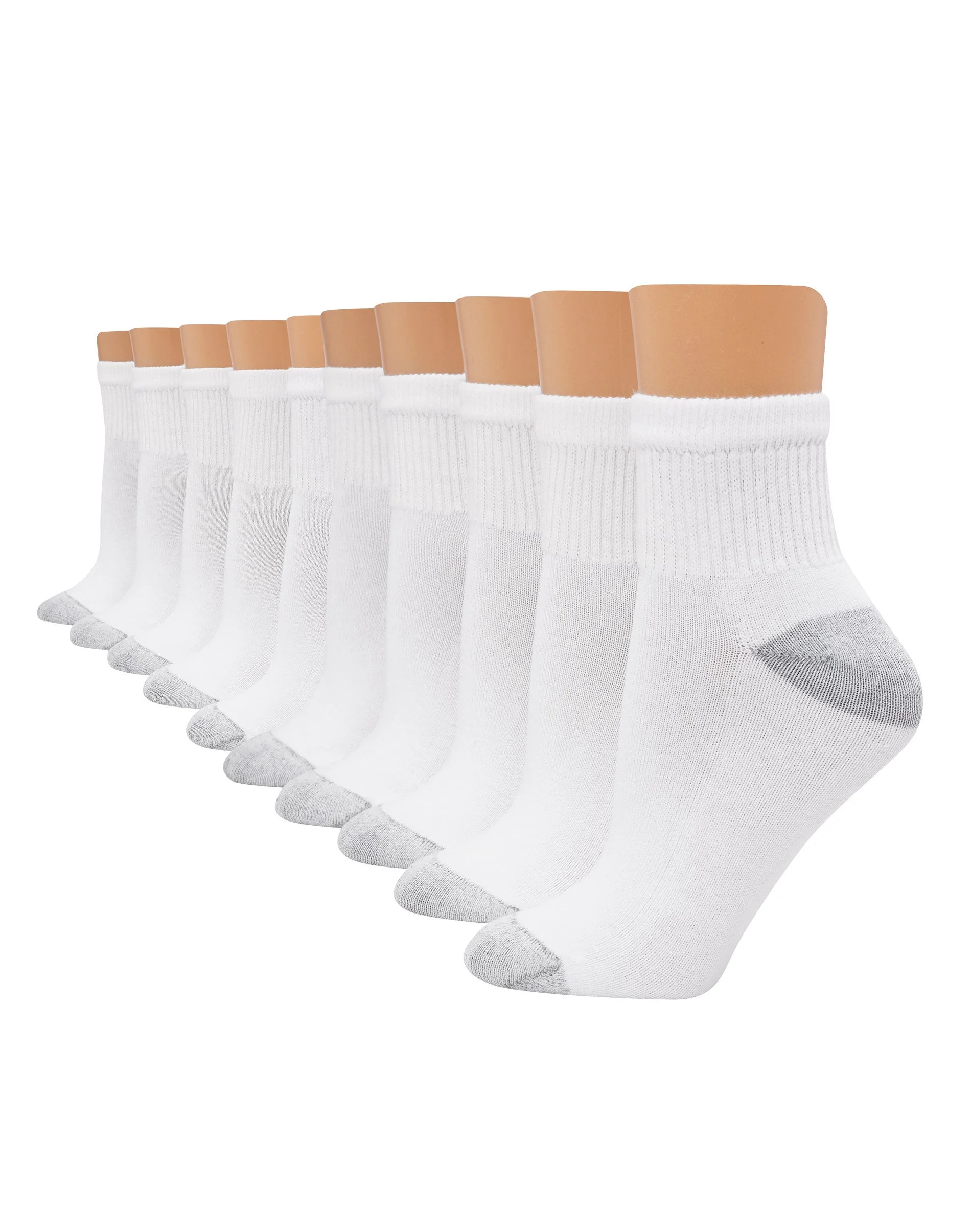 Hanes Women's Athletic Ankle Socks, Full Sole Cushion, 10-Pairs White 5-9 | Walmart (US)