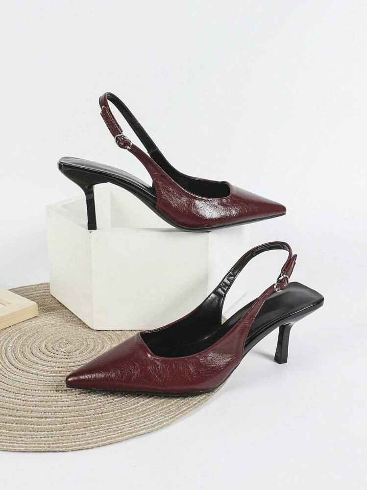 Women Red High Heel Sandals, Mary Jane Shoes, Kitten Heels, Formal Shoes, Slip-On Mule Heels | SHEIN