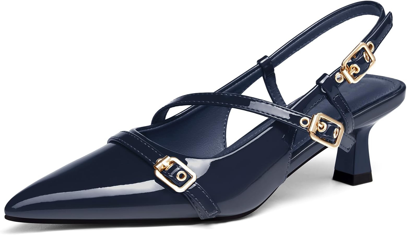 Coutgo Women's Slingback Kitten Heel Pointed Toe Pumps | Amazon (US)