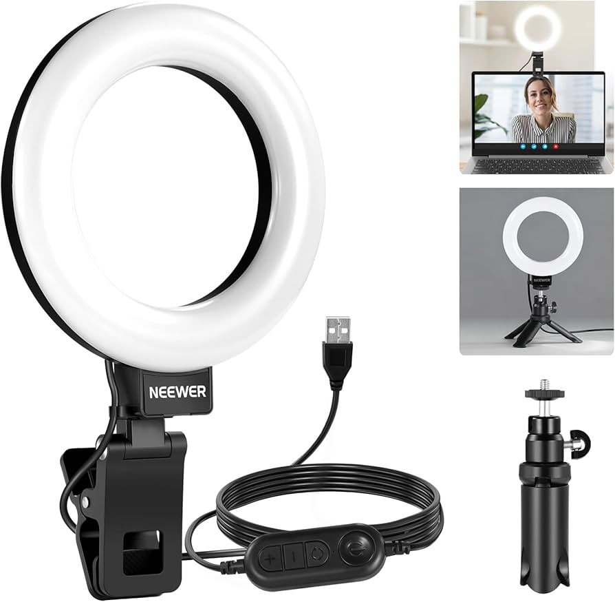 NEEWER Basic 5" Ring Light for Video Conference Lighting, Clip on Light Kit with Desk Tripod Stan... | Amazon (US)