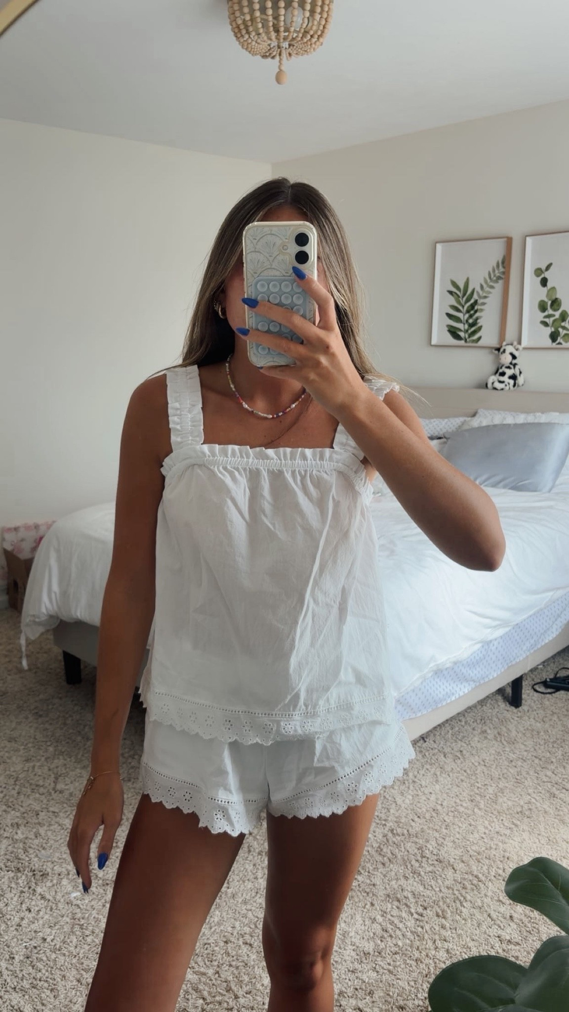 CUTEST MATCHING SETS! well maybe I like every matching set but this one from target is one of the best. I saw it on my socials the other day, it is a pajama set actually. The ruffled straps and eyelet lining makes it perfect and everything I love. Realistically its a cute pj set but I have seen many people pairing it with a chunky necklace and some sunglasses, wearing it out and about. It comes in white and blue, and is the perfect fit, you need this. I love a good target find.

#LTKTarget #matchingset #pajamas #outfitinspo #targetfinds #summerstyle #targetoutfit #ootd 

 #LTKdayinmylife #LTKootd #LTKU