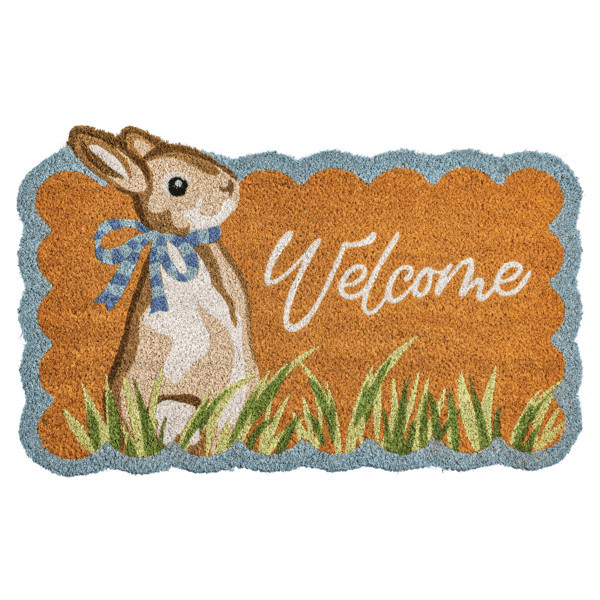 Mud Pie Easter Scalloped Doormat in Brown | 100% Coir | Mud Pie