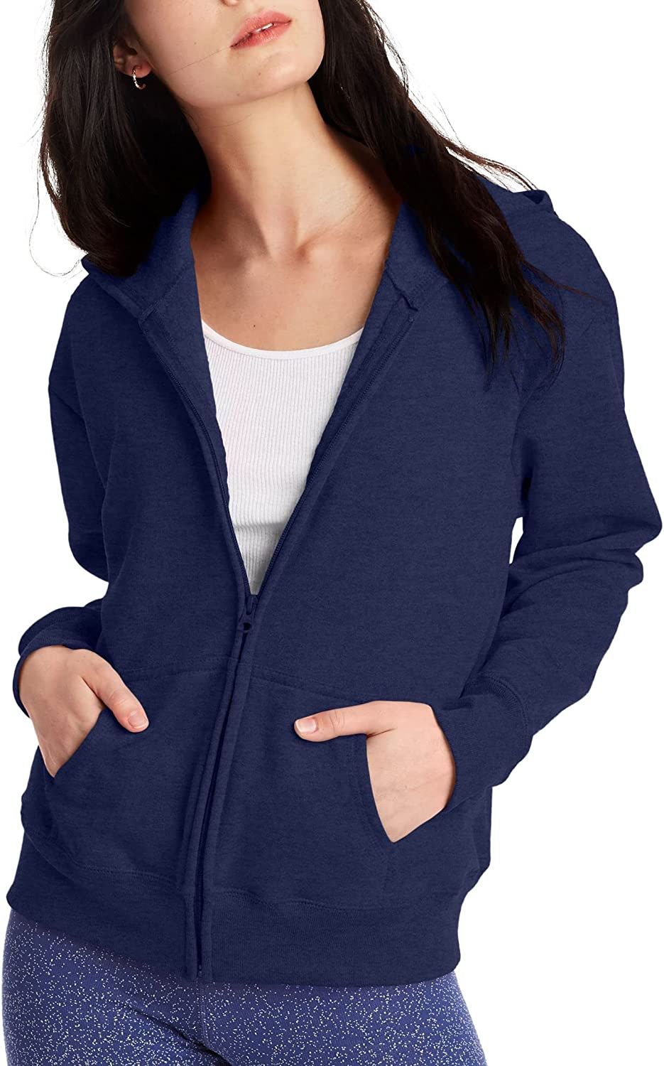 Hanes Women's Full-Zip Hooded Sweatshirt, EcoSmart Women's Sweatshirt, Women's Comfortable Hoodie | Amazon (US)
