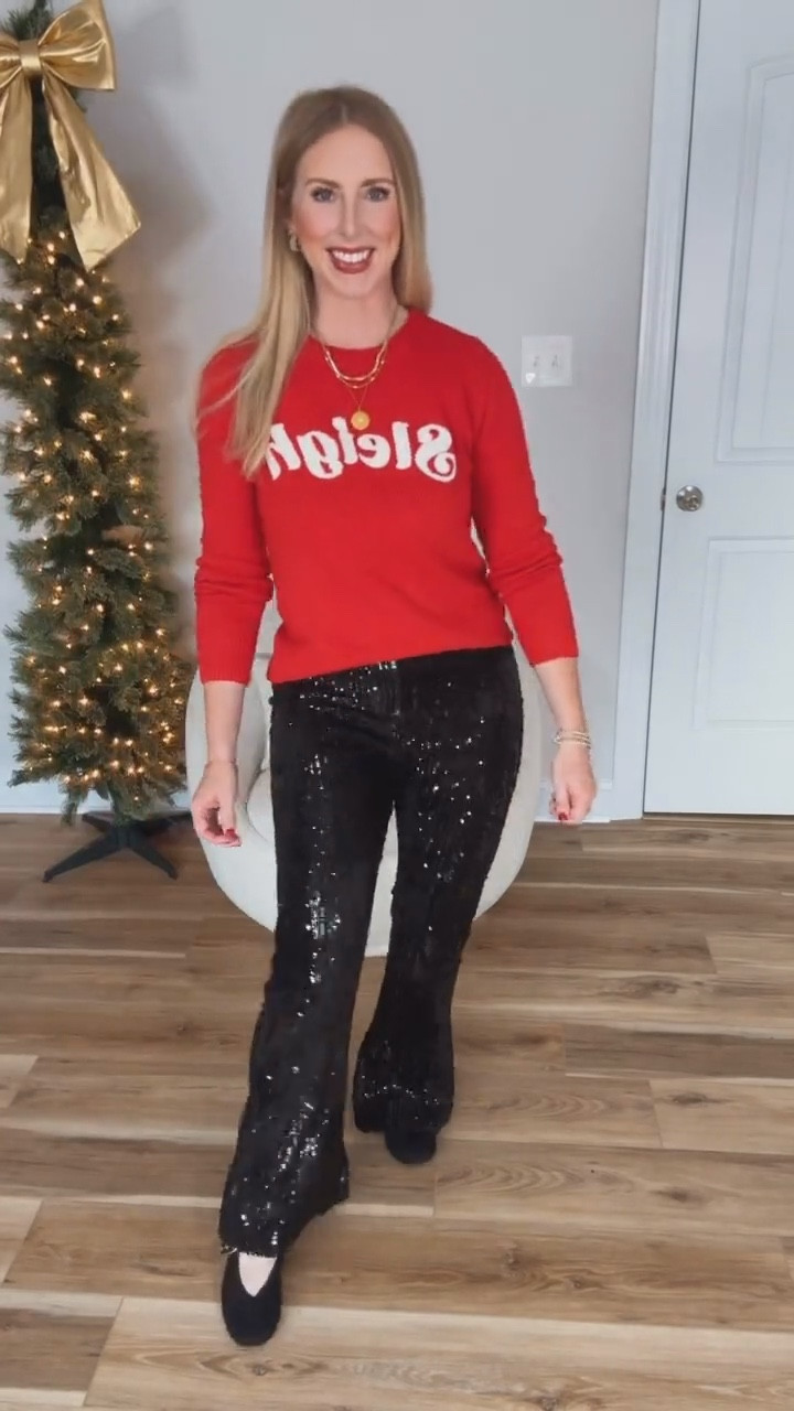 Walmart try on, time and tru, sequin pants, holiday sweater 

#LTKFindsUnder50 #LTKHoliday