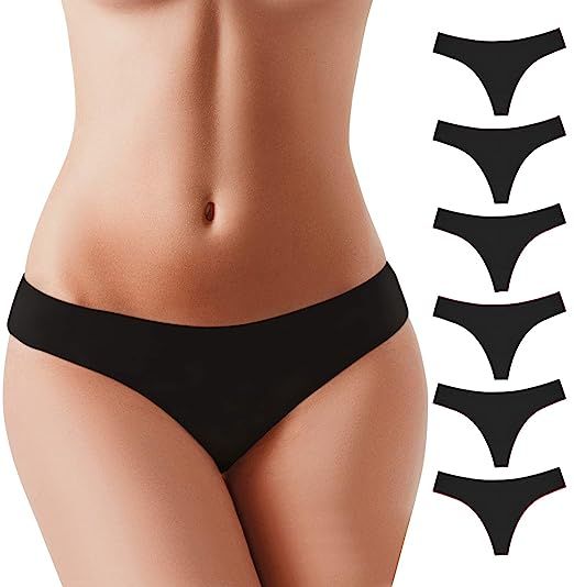 BUBBLELIME XS-XL Sports Thongs for Women Seamless Low Rise Power Pure Stretch No Show Nylon(6 Pac... | Amazon (US)
