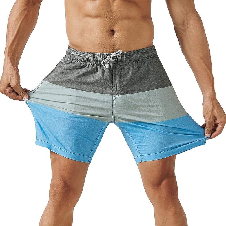 Mens Quick Dry Solid 4 Way Stretch Swim Trunks Mesh Lining Swimwear Bathing Suits | Amazon (US)