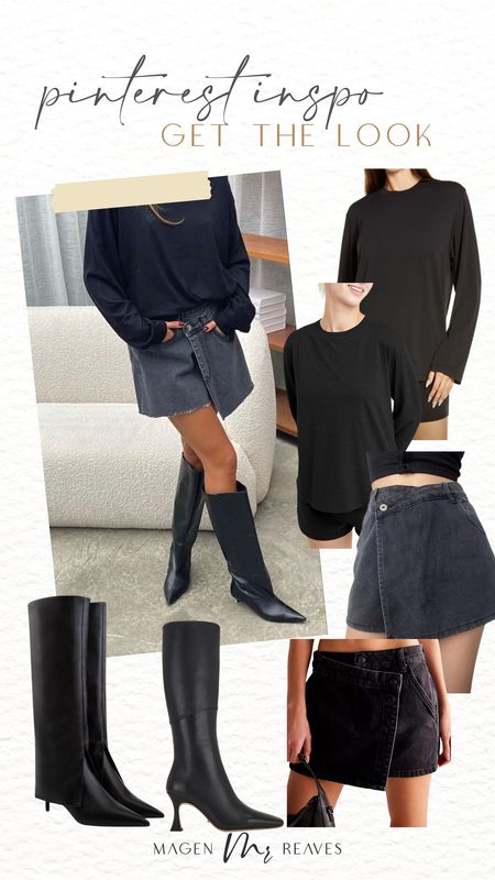 Recent Pinterest inspo - all black outfit with asymmetrical skirt - get the look

#LTKfindsunder100 #LTKSeasonal #LTKstyletip