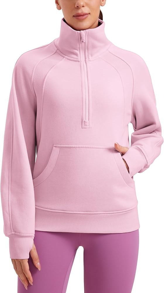 CRZ YOGA Womens Fleece Lined Sweatshirts Half Zip Funnel Neck Pullover Long Sleeve Hip Oversized ... | Amazon (US)
