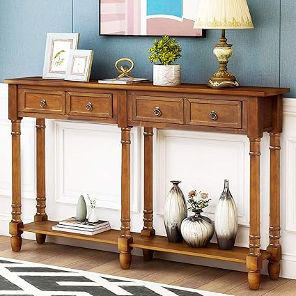 P PURLOVE Console Table Sofa Table with Storage for Entryway with Drawers and Shelf Rectangular L... | Amazon (US)