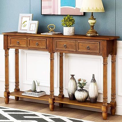 P PURLOVE Console Table Sofa Table with Storage for Entryway with Drawers and Shelf Rectangular L... | Amazon (US)