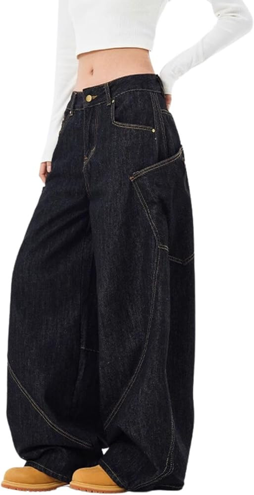 Baggy Jeans for Woman Men High Waisted Barrel Leg Jeans Casual Loose Denim Pants Streetwear Cloth... | Amazon (US)