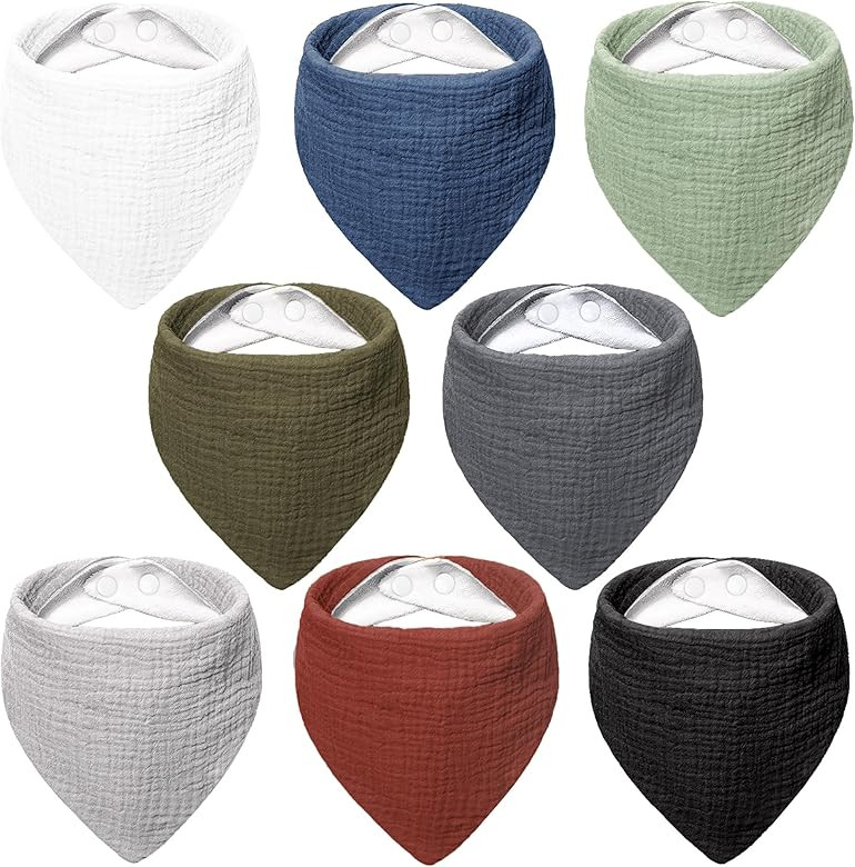 Bearmoss Muslin Baby Bibs 8 Pack Soft Bandana Bibs for Drooling & Teething, Absorbent Burp Cloths... | Amazon (US)
