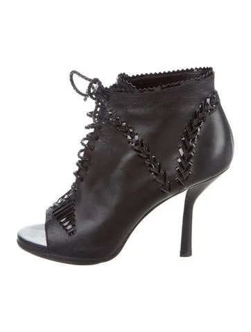 Peep-Toe Lace-Up Booties | The Real Real, Inc.