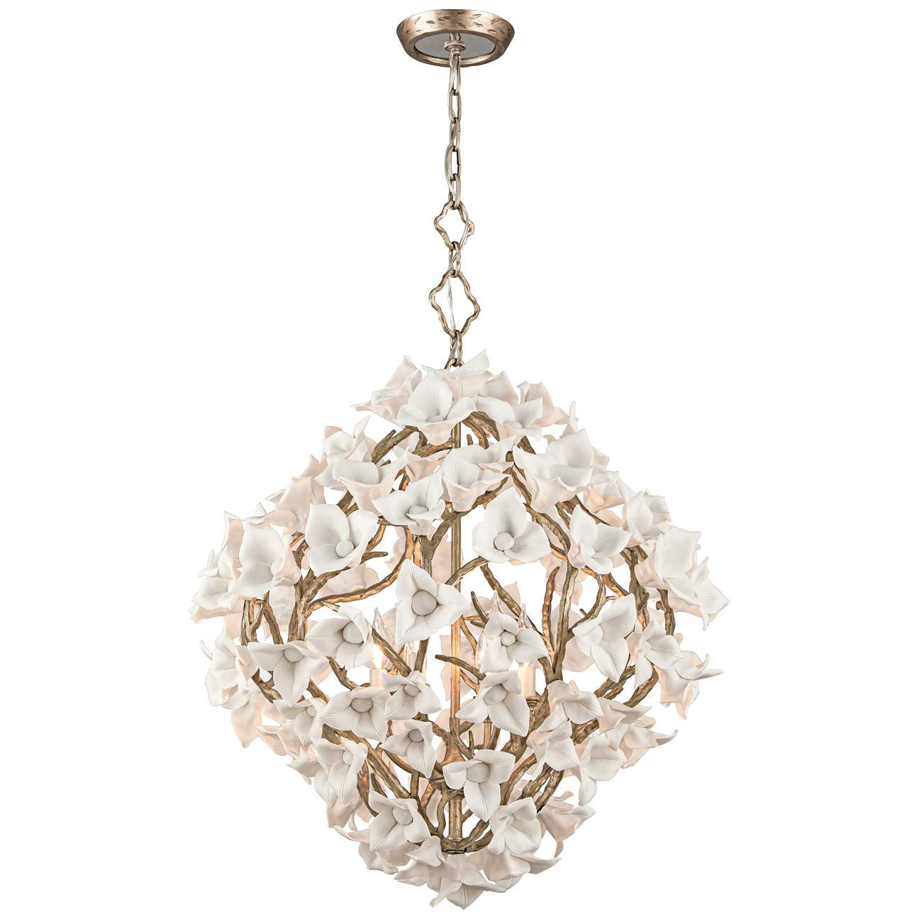 Lily 26 1/4" Wide Enchanted Silver Leaf Pendant Light | Lamps Plus