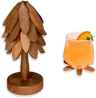 Yuoyar Coasters, Wooden Tree-Shaped Sapeli Wood Drink Coasters Set for Coffee Table, Kitchen Tabl... | Amazon (US)