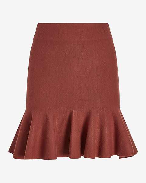 Body Contour Ruffle Hem Mini Sweater Skirt | Express