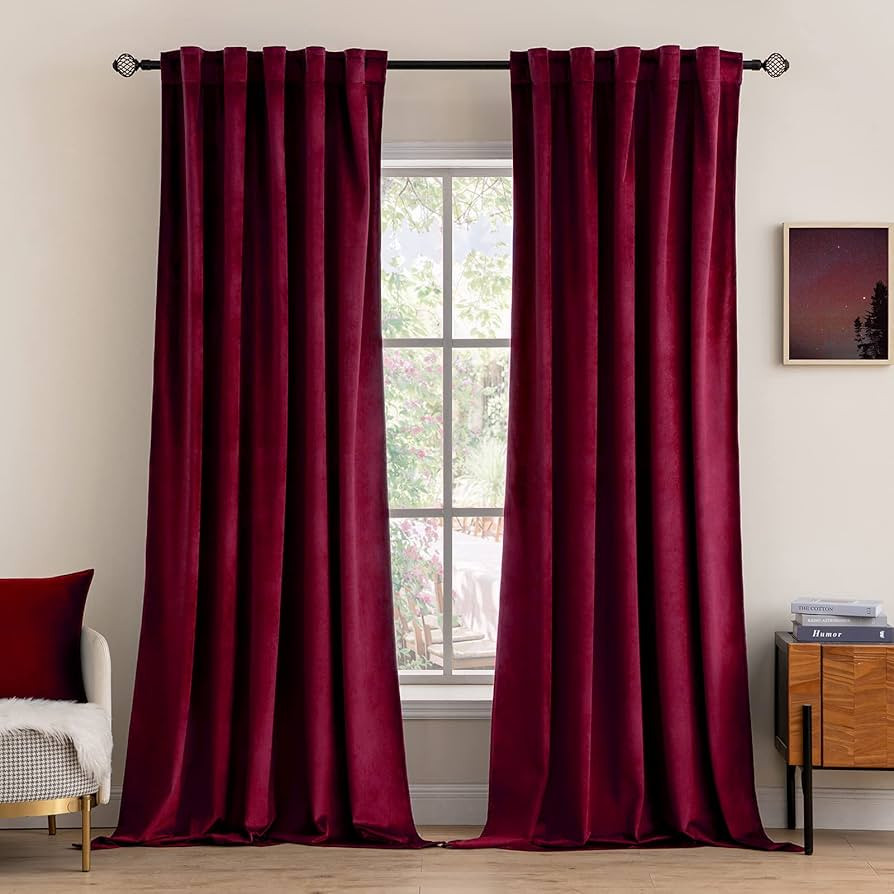 MIULEE Velvet Curtains 90 inches 2 Panels Luxury Blackout Curtains for Bedroom Living Room Therma... | Amazon (US)